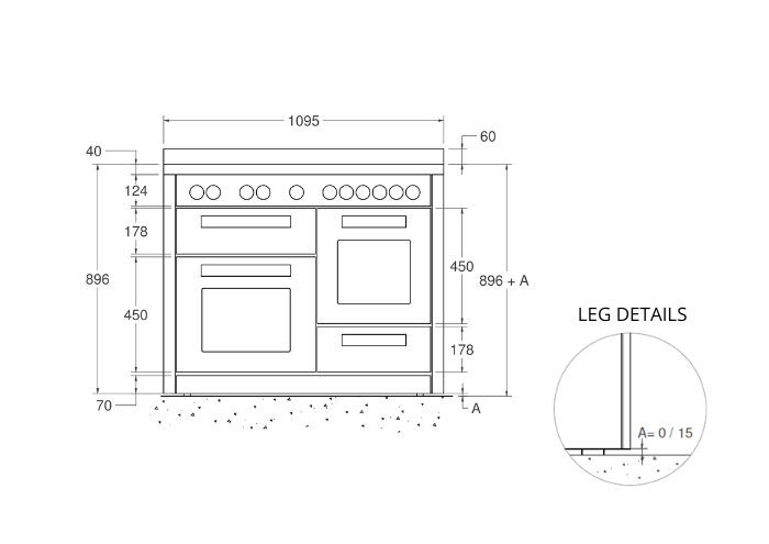 110 cm induction top, electric triple oven | Bertazzoni